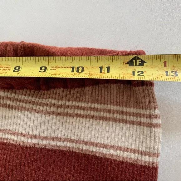 Brown Striped Wide Leg Ribbed Knit Pants Women’s Size Medium Cozy Stretch - Picture 6 of 9